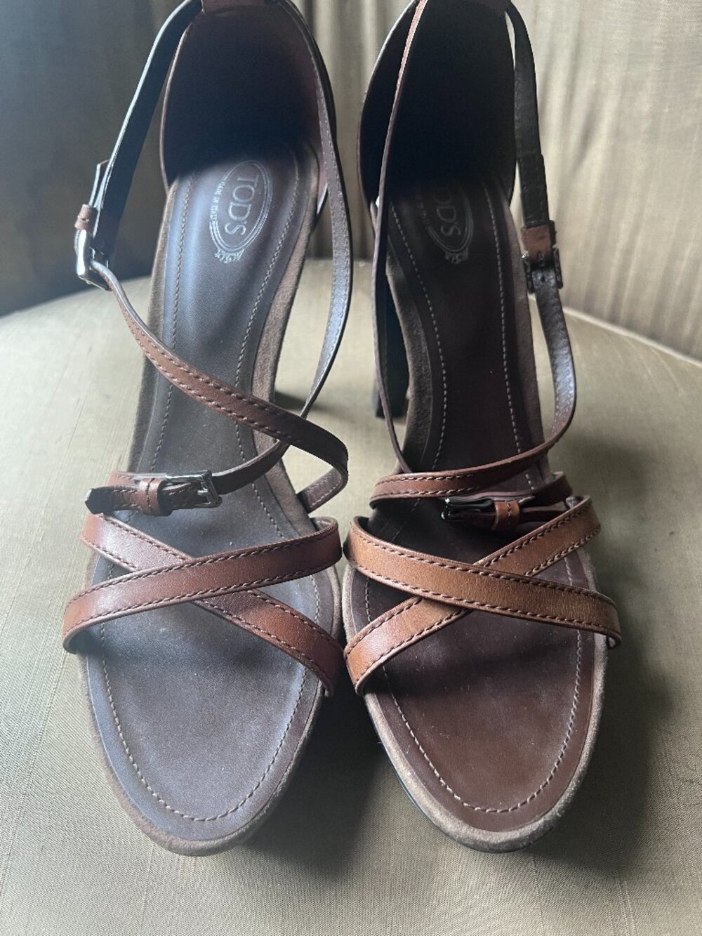 TOD'S Strappy Leather Platform Sandals Size 11 / 41
